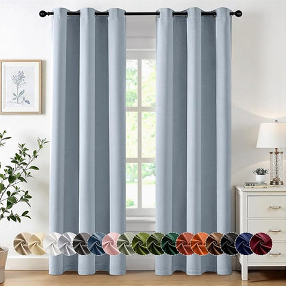 MIULEE Blackout Curtains for Bedroom 2 Panels 40 x 84 Inch Long Light Blue | by MIULEE