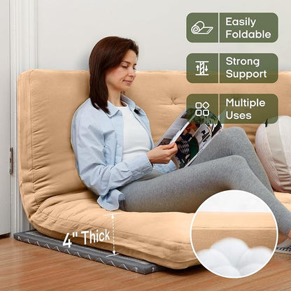 ZonLi Japanese Floor Futon Mattress Full Size 75"x 54", 100% Cotton Cover 4'' - Image 2
