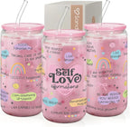 SANDJEST Inspiration Glass Can, Self Love Iced Coffee Aesthetic Cup, Gifts for Christmas Birthday, Gift for Women Girls, 16oz