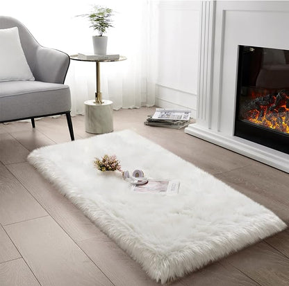 SERISSA 2x4 Fluffy White Faux Sheepskin Shaggy Rug by SERISSAHomeDecorCollection