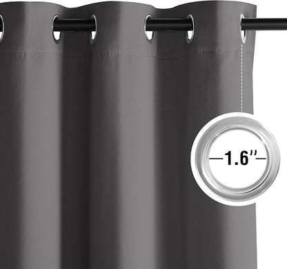 NICETOWN Blackout Curtains Grommet 2 Panels Grey Drapes 95Inches Long - Image 2