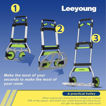 Leeyoung Folding Hand Truck and Dolly, 309 lb Capacity Aluminum Portable Cart - Image 7