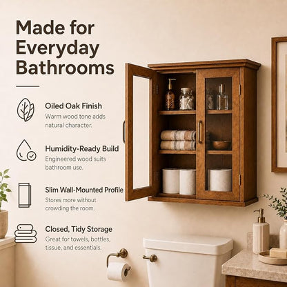 Teamson Home Avery Wooden Over The Toilet Bathroom Removable Wall Medicine - Image 4
