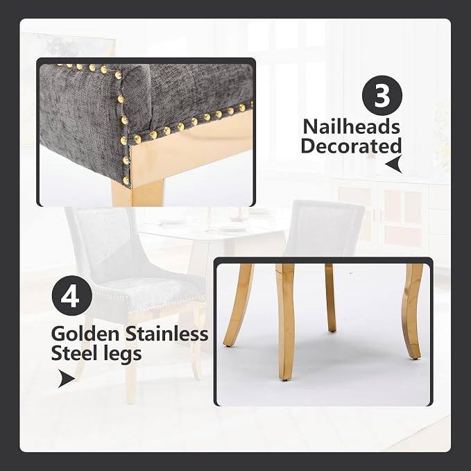 Upholstered Dining Chairs Set of 6, Modern Fabric Side Chairs - Image 6
