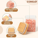 ComSaf Spice Jars with Labels 6 oz 12Pack, Small Spice Containers Starter Set, Glass Seasoning Jars with Lids, Square Seasoning Containers for Salt, Pepper, Chili Powder, Sugar, Ginger Ground, Cumin
