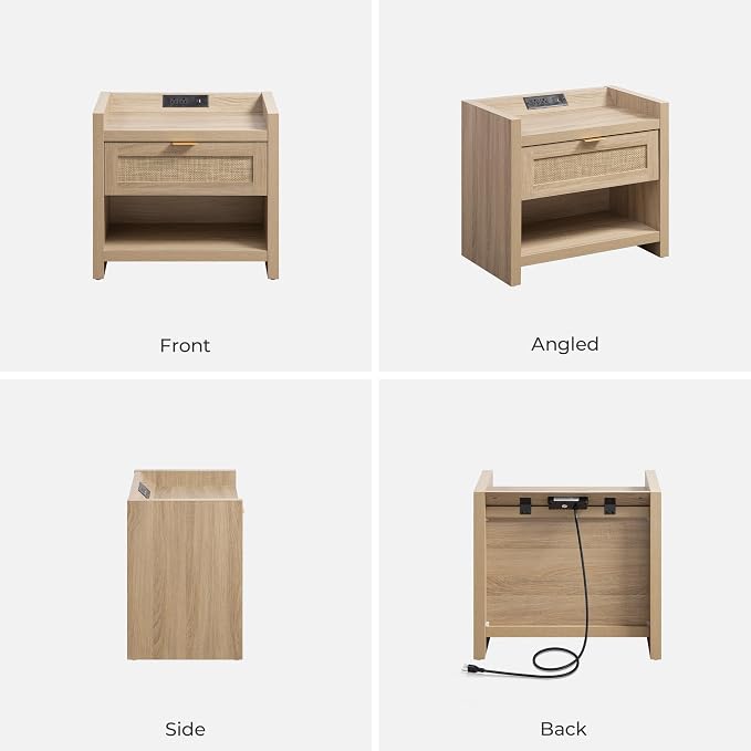 SICOTAS Rattan Nightstand End Table - Image 7