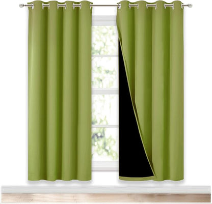 NICETOWN 100% Blackout Window Curtain Panels, Fresh Green, 2 Pieces, 52-inch by NICETOWN