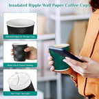 MUCHII 10 oz Insulated Paper Coffee Cups, 120 Count, Multicolor, Disposable, Ripple Design for Hot Drinks