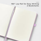 &And Per Se Dotted Journal Notebook, A5 Hardcover Leather Bullet Dotted Journal, 160 Pages 100 gsm Thick Dotted Paper，3 Sheets of Stickers Included - 5.7'' x 8'' (Light lavender)