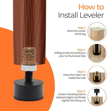 5/16 Rubber Adjustable Furniture Leveler，8 Pack Leveling Feet Screws in Threaded - Image 6