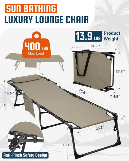 KingCamp Lounge Chair Outdoor, 400LBS Tanning Chairs - Image 2