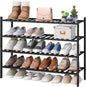 viewcare Black 4-Tier Long Shoe Rack, Bamboo Wood by VIEWCARE