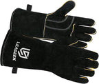 LeaSeek Leather Forge Welding Gloves, Heat/Fire Resistant Barbecue Gloves,Mitts for Fireplace,BBQ,Welder,Grill,Oven,Stove,Tig