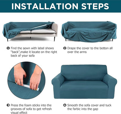 Peryiter 2 Pcs Sofa Covers Couch and Loveseat Covers Set Stretch Sofa Slipcover - Image 3