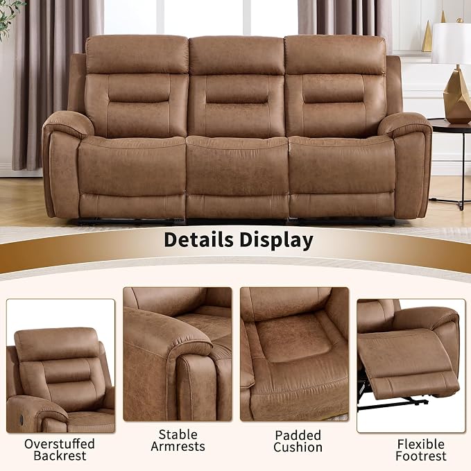 ANJ 3-Piece Faux Leather Power Recliner Sofa Set - Image 6