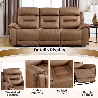ANJ Power Oversized Reclining Sofa Couch, Breathable Faux Leather 3-Seater - Image 6