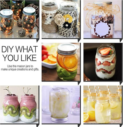 KAMOTA Mason Jars 16 OZ With Regular Lids and Bands, Ideal for Meal Prep, Jam, Honey, Wedding Favors, Shower Favors, Baby Foods, DIY Magnetic Spice Jars, 8 PACK, 10 Whiteboard Labels Included