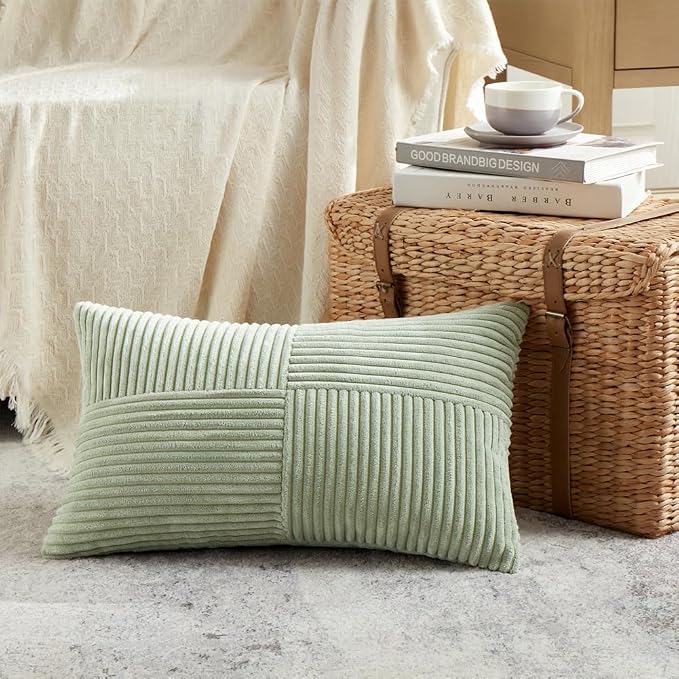 Fancy Homi 2 Packs Sage Green Lumbar Decorative Throw Pillow Covers 14x22 Inch - Image 2