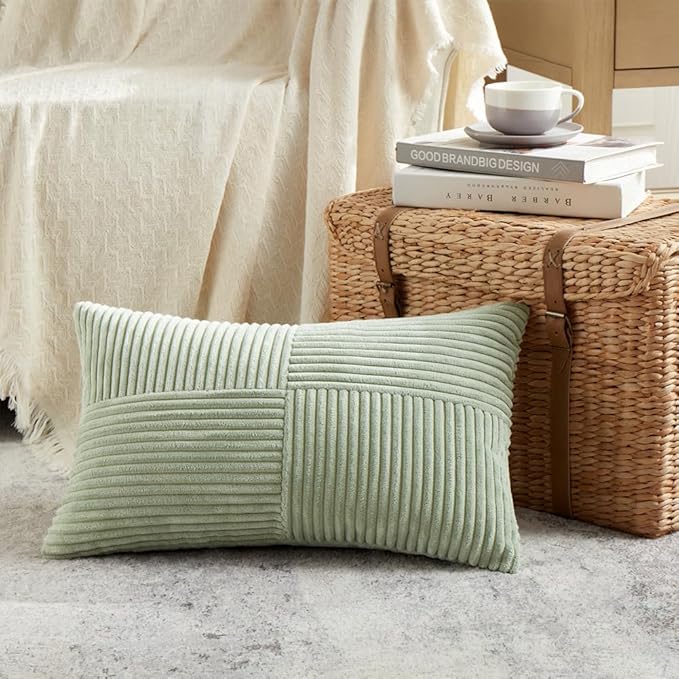 Fancy Homi 2 Packs Sage Green Lumbar Decorative Throw Pillow Covers 16x26 Inch - Image 2