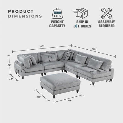 Lexicon 120 Inch Modular Sectional Sofa - Image 2