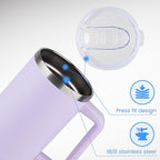 DOMICARE 40 oz Tumbler with Handle and Straw, Stainless Steel Tumbler with Lid and Straw, Reusable Vacuum Insulated Cup, Travel Coffee Mug, Lavender, 4Pack