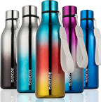 BJPKPK Insulated Water Bottles, 18 oz Stainless Steel Metal Water Bottle with Strap, BPA Free Leak Proof Thermos,Mugs,Flasks, Reusable Water Bottle for Sports & Travel, Caribbean Sunrise
