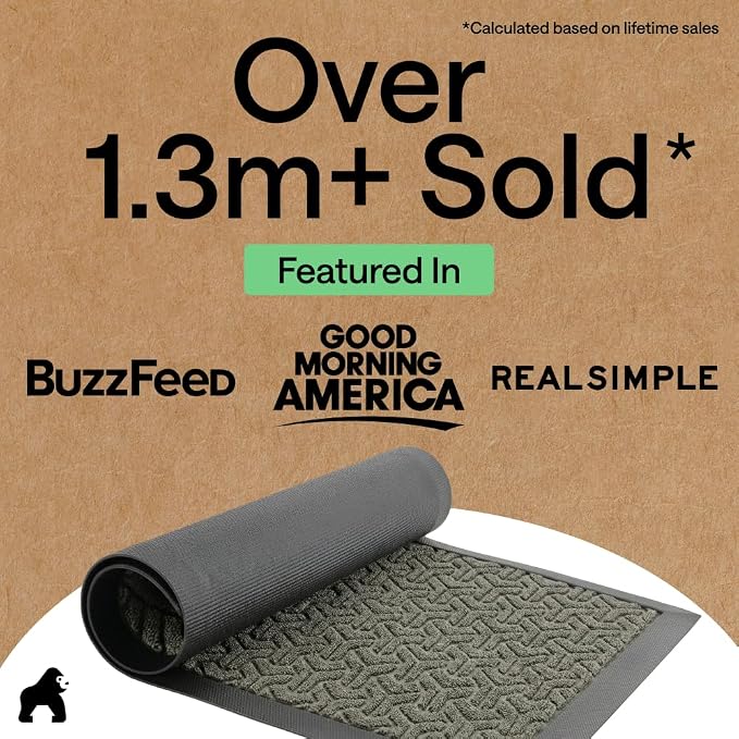 GORILLA GRIP 100% Waterproof All-Season WeatherMAX Doormat, US Designed Natural - Image 4