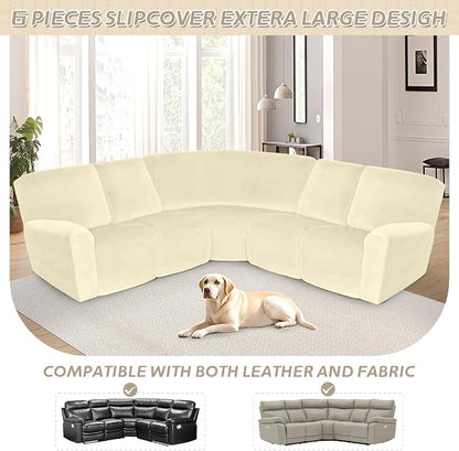 Arfntevss Sectional Recliner Couch Covers Velvet Corner Sectional Sofa Cover - Image 3