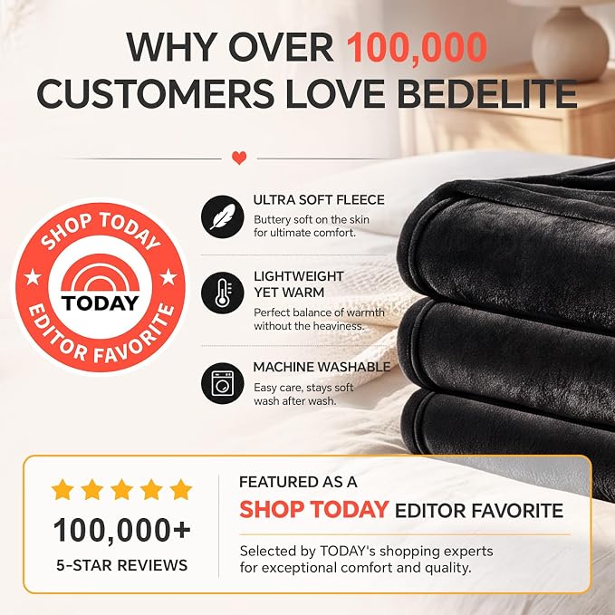 BEDELITE Fleece Blanket Soft Plush Queen Size Bed Blanket Hot Pink 90"x90" | - Image 2