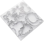 Large Christmas Cookie Cutters,4" Holiday Sturdy Molds thickened Stainless Steel with Recipe Instruction,Snowman, Christmas tree, elk, snowflake.