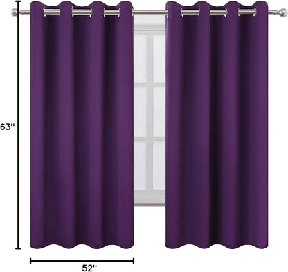 Blackout Curtains 52 x 63 inch/Purple Curtains Set of 2 Panels/Thermal - Image 10