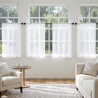 MIULEE White Short Sheer Curtains 45 Inches Long 4 Panels 42 x 45 Inches | - Image 4