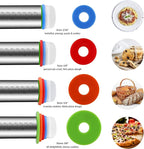 Rolling Pin and Pastry Baking Mat Set, Rolling Pins with Adjustable Thickness Rings, Stainless Steel Dough Roller for Baking Fondant, Pizza, Pie, Pastry, Pasta, Cookies (Black Mat)