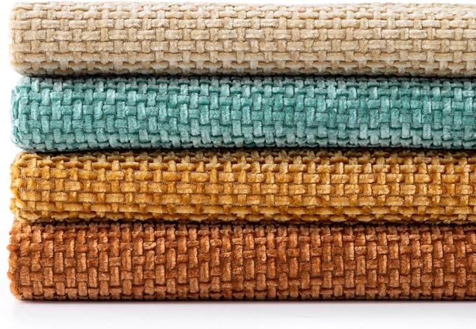 MIULEE Soft Decorative Chenille Fall Pillow Covers Beige Orange Teal 18x18 | - Image 7