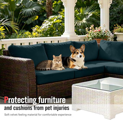 8Pcs Outdoor Cushion Covers, Stretch Patio Furniture Couch Chair Slipcovers | - Image 3