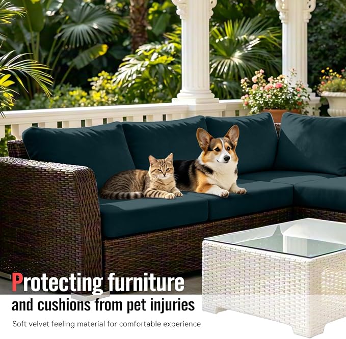8Pcs Outdoor Cushion Covers, Stretch Patio Furniture Couch Chair Slipcovers | - Image 3