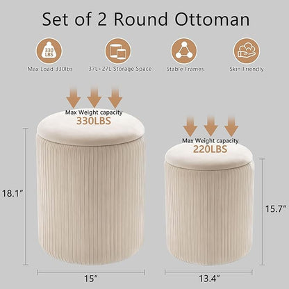 CAROLMADE Set of 2 Round Ottoman - Image 2