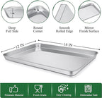 P&P CHEF 16 Inch Baking Sheet and Rack Set, Stainless Steel Cookie Sheets Oven Baking Pans Trays with Cooling Racks for Cooking & Roasting, Oven & Dishwasher Safe, (4Pcs)