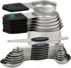 Magnetic Measuring Cups and Spoons Set Stainless Steel Stackable 7 Magnetic Metal Measuring Cup 8 Magnetic Measuring Spoon with Leveler for Dry Liquid Ingredient