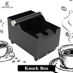 Espresso Knock Box, Stainless Steel Coffee Bag Container, With Steel Bracket And Noise Reducing Rubber Ring (Rectangle L-No base)