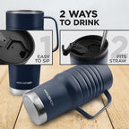 HAUSHOF 24 oz Travel Mug with Handle, Stainless Steel Vacuum Insulated Coffee Travel Mug, Double Wall with Leakproof Lid, BPA Free