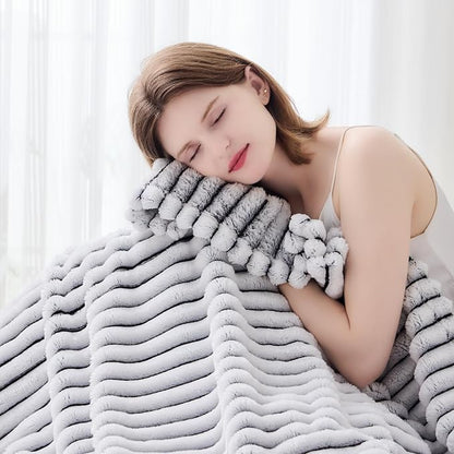 NEWCOSPLAY Fleece Ribbed Cozy Throw Blanket by NEWCOSPLAY