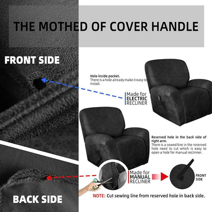 ANARACHON Leather Like Recliner Chair Covers Heavy Duty, 4 Pieces Recliner Cover - Image 6