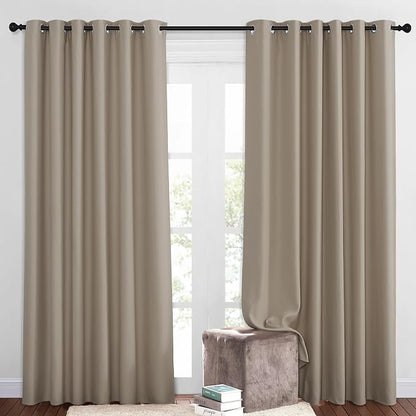 NICETOWN 50% Blackout Taupe Sliding Glass Curtains 2 Panels Set by NICETOWN