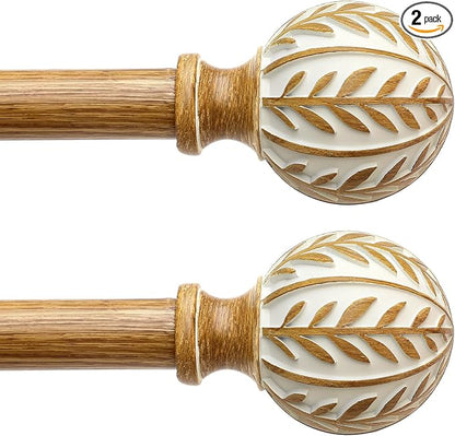 QDWIS 2 Pack Boho Wood Curtain Rods by Unknown