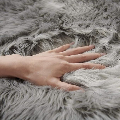 SERISSA 6x9 Fluffy Grey Faux Fur Area Rug - Image 4