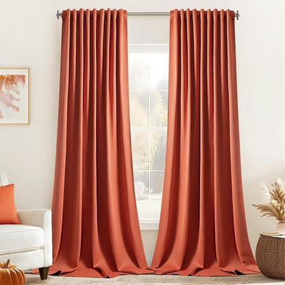 MIULEE Fall Burnt Orange Back Tab Blackout Curtains 52"x102" Length 2 Panel | by MIULEE