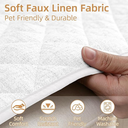 Dog Couch Cover for Sofa 100% Waterproof Faux Linen Sofa Covers for 3 Cushion - Image 4