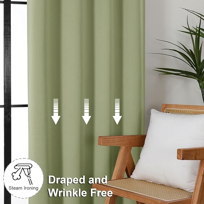 Simplebrand Ava Sage Green Short 24 Inches Blackout Curtain 2 Panels Set - Image 7