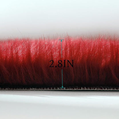 linmopm Faux Fur Rug Sheepskin Shag Fluffy Fuzzy Red 4x6 ft Rugs - Image 4
